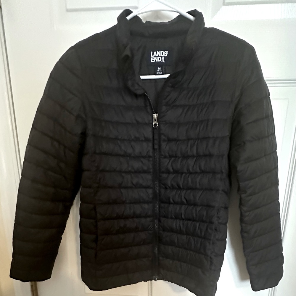 Lands' End young men’s Black Puffer Jacket size Med